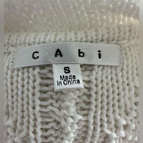 CAbi Cable Knit White Open Front Shawl Collar Cardigan, Small - Picture 5 of 8